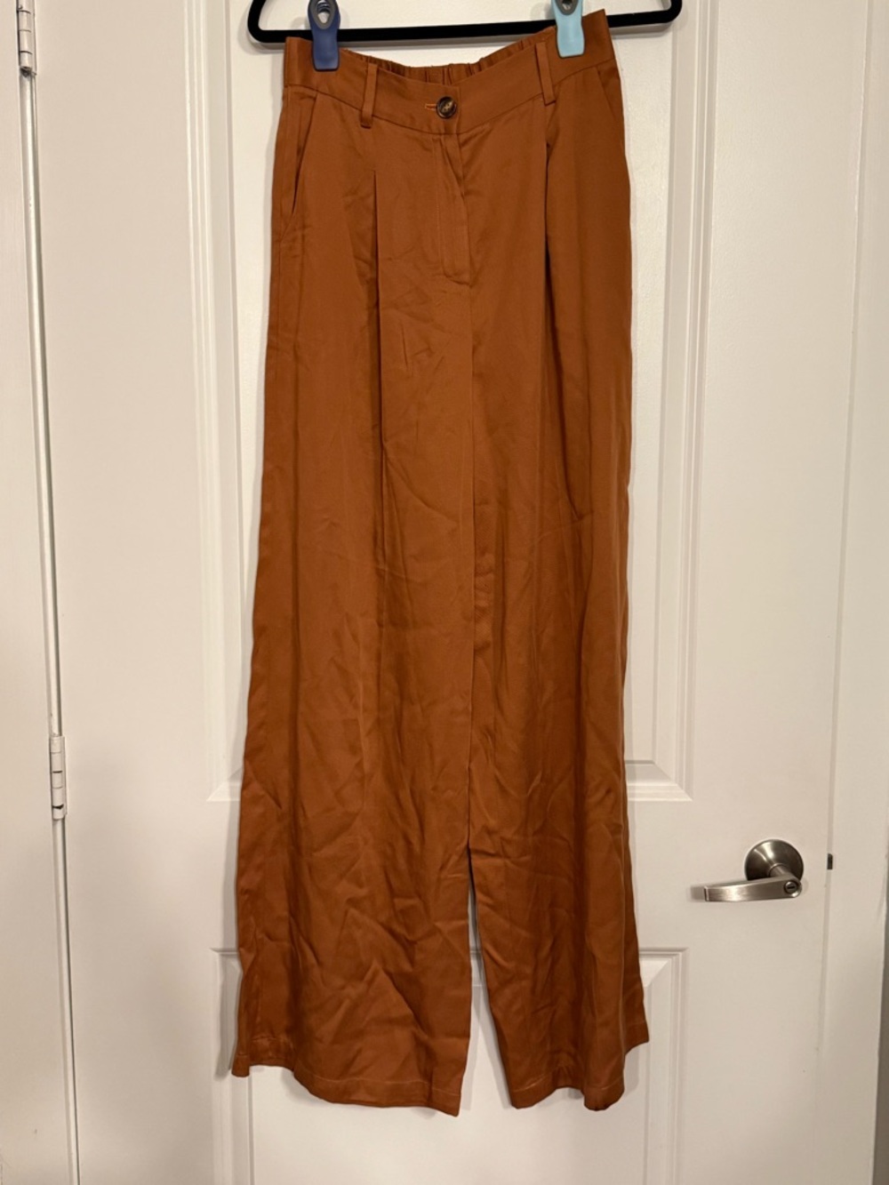 FRNCH Paris Rust Brown Wide Leg Pants | High Rise Lyocell Trousers | Size M - Picture 2 of 7